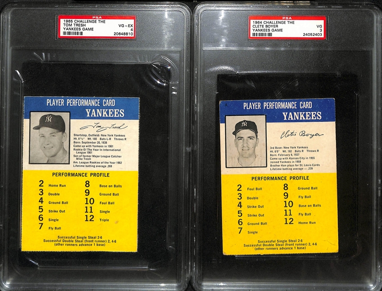 (7) PSA Graded 1965 Challenge the Yankees Game Jumbo Cards (Howard, Blanchard, Richardson, Boyer, Tresh, Hamilton, Gonzalez) 