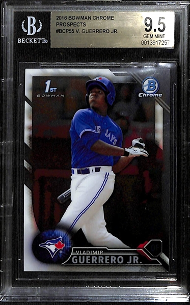 2016 Bowman Chrome Vladimir Guerrero Jr. 1st Bowman Rookie Card Graded BGS 9.5 Gem Mint