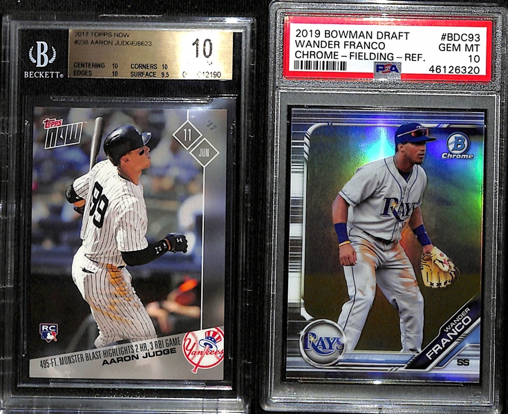 (2) Graded Baseball Rookies - 2017 Topps Now Aaron Judge (BGS 10) & 2019 Bowman Chrome Wander Franco Refractor (PSA 10)