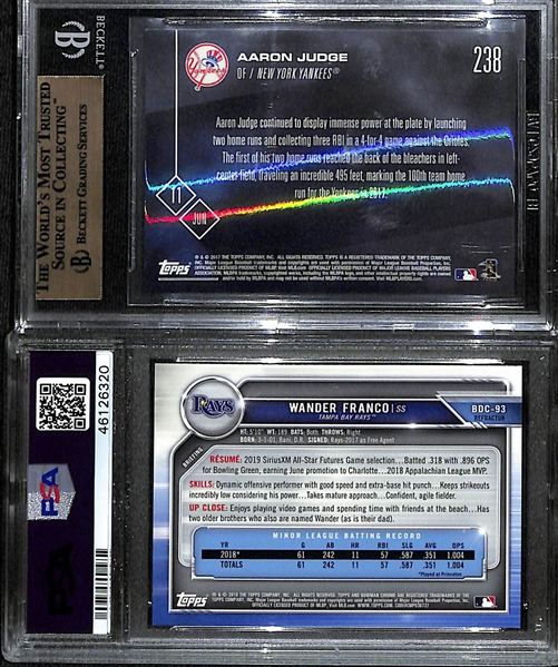 (2) Graded Baseball Rookies - 2017 Topps Now Aaron Judge (BGS 10) & 2019 Bowman Chrome Wander Franco Refractor (PSA 10)