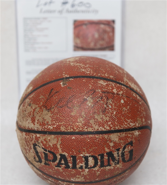 Heavily Worn Kobe Bryant Signed Official NBA Basketball (Rookie Era) w. JSA Letter & PSA/DNA Sticker