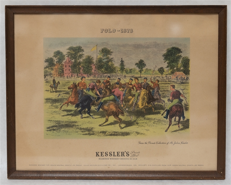 Vintage Kessler's Blended Whiskey Smooth as Silk Set of 5 Different Sports Prints