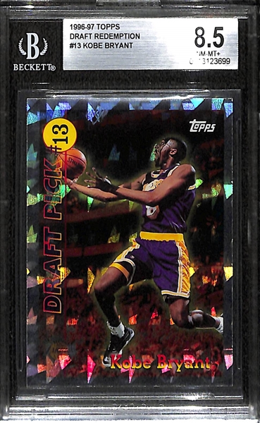 1996-97 Topps Draft Redemption Kobe Bryant Rookie Card #13 Graded Beckett BGS 8.5