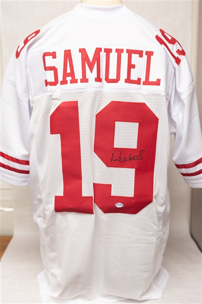 Lot of (3) San Francisco 49ers Autographed Jerseys w. Roger Craig (Multiple Inscriptions), Deebo Samuel, and Frank Gore (PSA & Beckett Certs)