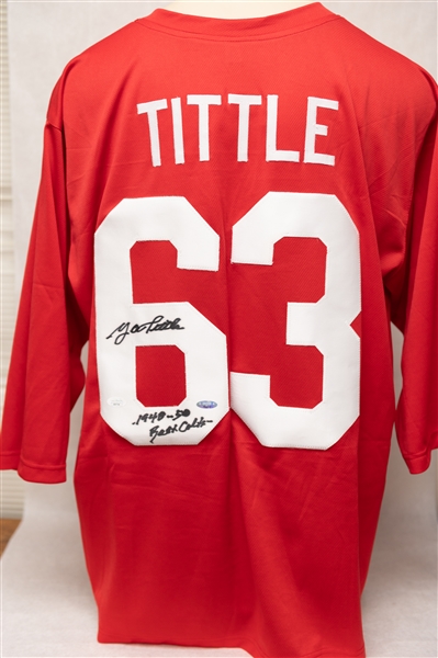 Lot of (3) Autographed NFL Jerseys w. YA Tittle, Charley Trippi, and Jim Hart (Tristar, JSA, RSA Certs)