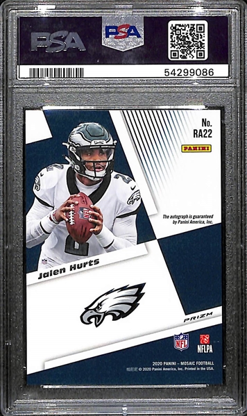 2020 Panini Mosaic Jalen Hurts Autograph Rookie Card #RA22 Graded PSA 9 Mint