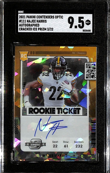 2021 Panini Contenders Optic Najee Harris Cracked Ice Prizm #d 3/22 Graded SGC 9.5