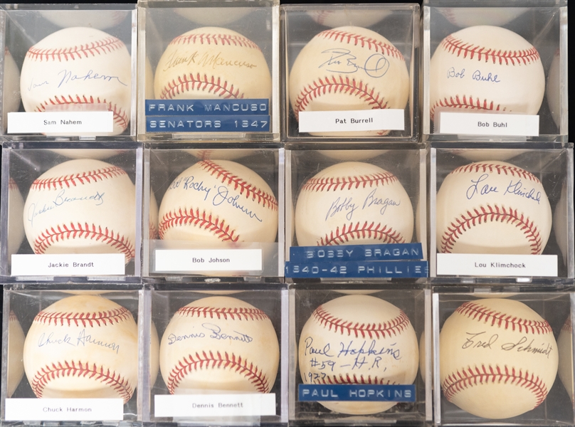 Lot of (12) Vintage Single Signed Baseballs w. Bob Johnson & Fred Schmidt - JSA Auction Letter