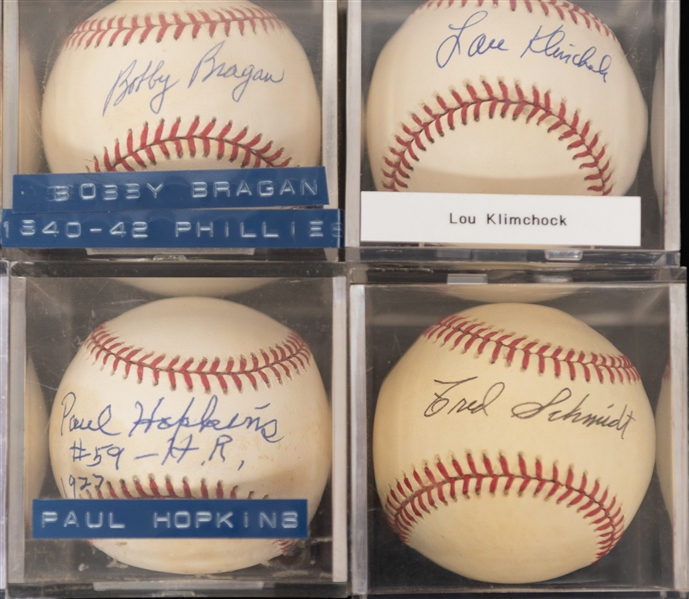 Lot of (12) Vintage Single Signed Baseballs w. Bob Johnson & Fred Schmidt - JSA Auction Letter