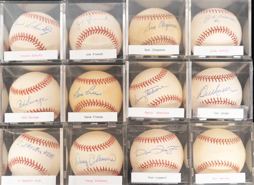 Lot of (12) Vintage Single Signed Baseballs w.  Sam Chapman, Skeeter Kell, & Gene Freese - JSA Auction Letter