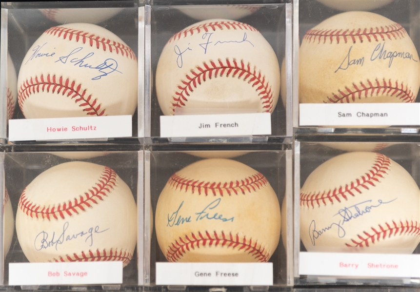 Lot of (12) Vintage Single Signed Baseballs w.  Sam Chapman, Skeeter Kell, & Gene Freese - JSA Auction Letter