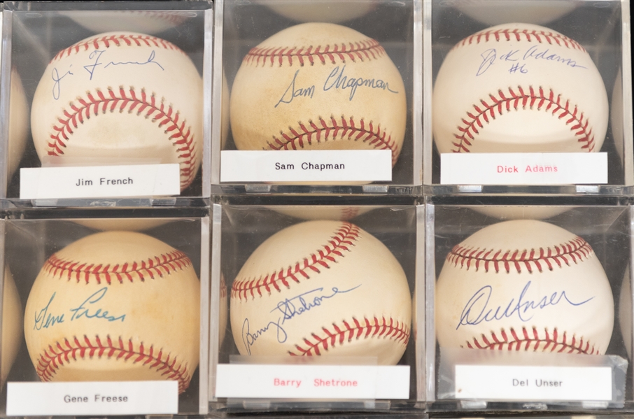 Lot of (12) Vintage Single Signed Baseballs w.  Sam Chapman, Skeeter Kell, & Gene Freese - JSA Auction Letter