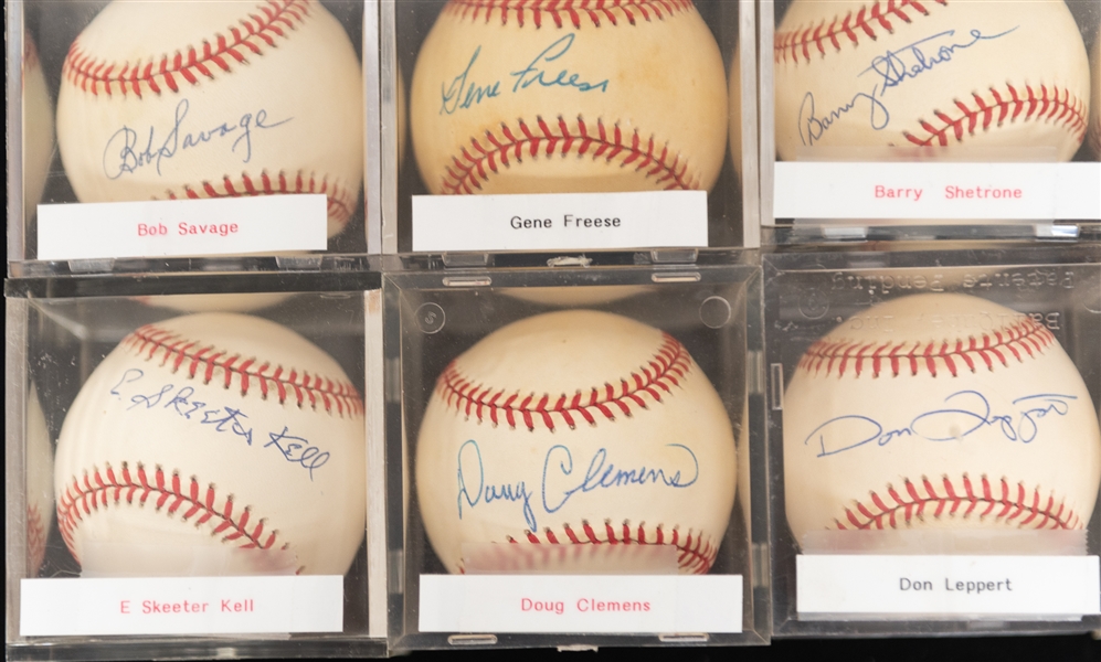 Lot of (12) Vintage Single Signed Baseballs w.  Sam Chapman, Skeeter Kell, & Gene Freese - JSA Auction Letter