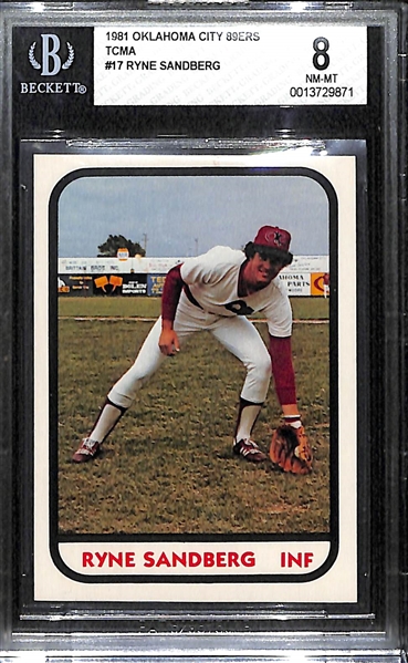 1981 Oklahoma City 89ers Ryne Sandberg Pre-Rookie Card Graded BGS 8 NM-MT (Phillies Minor League Team)