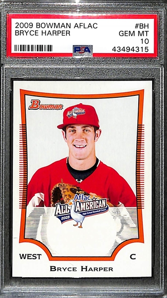 2009 Bowman Aflac Bryce Harper Rookie Card #BH Graded PSA 10 Gem Mint