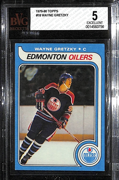 1979-80 Topps Wayne Gretzky Rookie Card #18 Graded BVG 5 (EX)