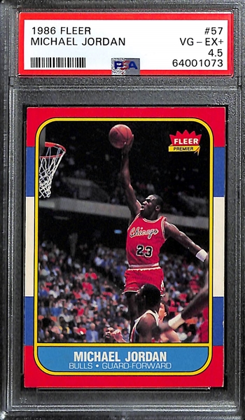 1986 Fleer Michael Jordan Rookie Card #57 Graded PSA 4.5 VG-EX+