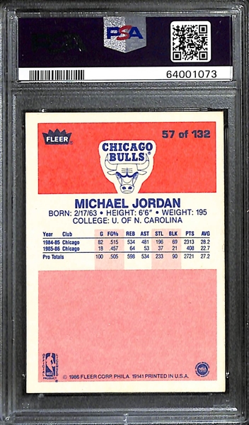 1986 Fleer Michael Jordan Rookie Card #57 Graded PSA 4.5 VG-EX+