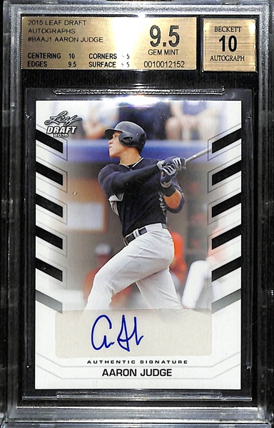 2015 Leaf Draft Aaron Judge Autograph Graded BGS 9.5 Gem Mint (10 Auto Grade)