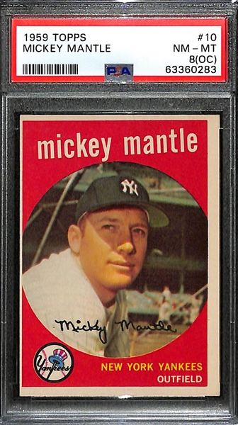 Pack-Fresh 1959 Topps Mickey Mantle #10 Graded PSA 8 (OC)