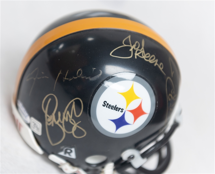 Pittsburgh Steelers Steel Curtain Signed Mini Helmet (Full JSA Auction Letter) w. Joe Greene, D. White, E. Holmes, LC Greenwood