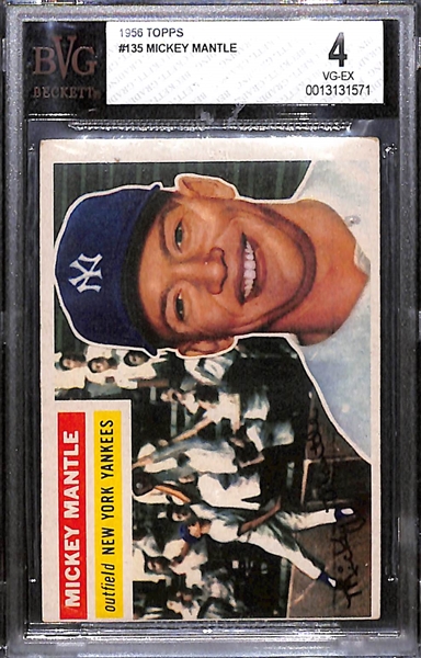 1956 Mickey Mantle #135 Graded Beckett BVG 4 VG-EX