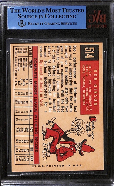 1959 Bob Gibson Rookie Card Graded Beckett Authentic - Amazing Eye Appeal (May be Undersized)