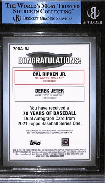 2021 Topps  Derek Jeter & Cal Ripken Jr. Dual Autograph 70 Years of Baseball #ed 2/5 (Beckett Authenticated)