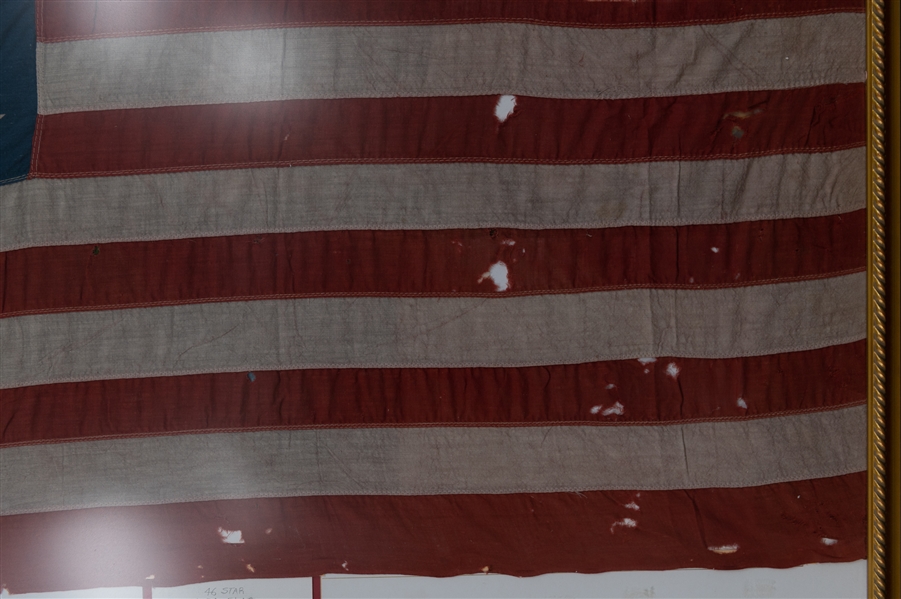 Circa 1908-1912 Vintage 46-Star 30x40 American Flag (Flew in Gettysburg, PA) in 37x46 Frame