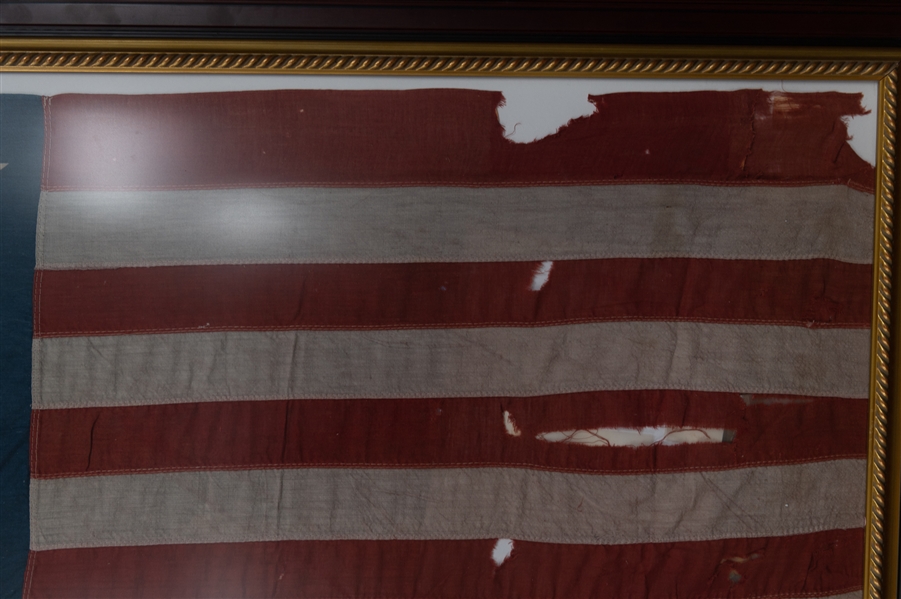 Circa 1908-1912 Vintage 46-Star 30x40 American Flag (Flew in Gettysburg, PA) in 37x46 Frame