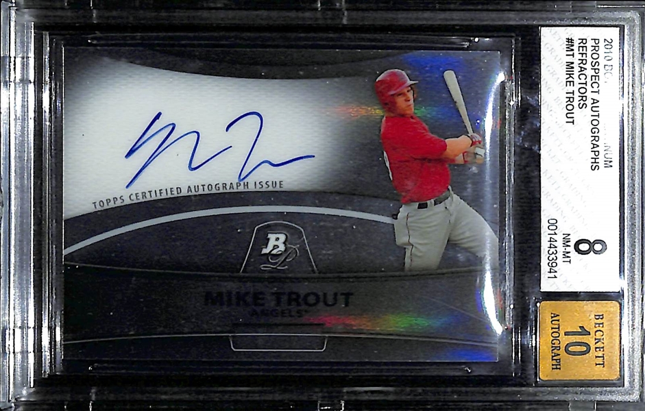 2010 Bowman Platinum Mike Trout Autographed Rookie Card Graded BGS 8  (10 Autograph Grade)