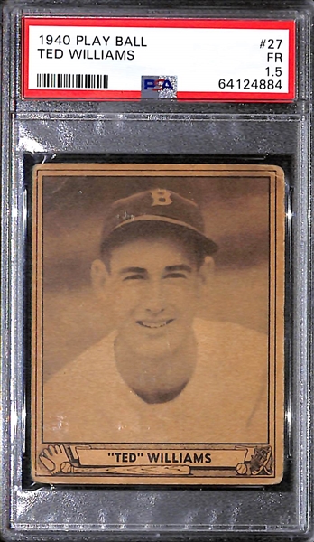1940 Play Ball Ted Williams #27 Graded PSA 1.5 (Presents Better Than Grade)