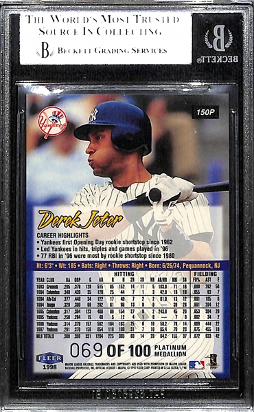 1998 Fleer Ultra Derek Jeter #150 Platinum Medallion Insert #ed 69/100 Graded BGS 9 Mint (Very Rare)