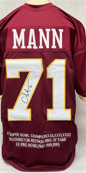 Lot of (5) Washington Redskins Autographed Jerseys w. Theismann, Mann, Rypien, Byner, and Moss (Beckett & JSA Certs)