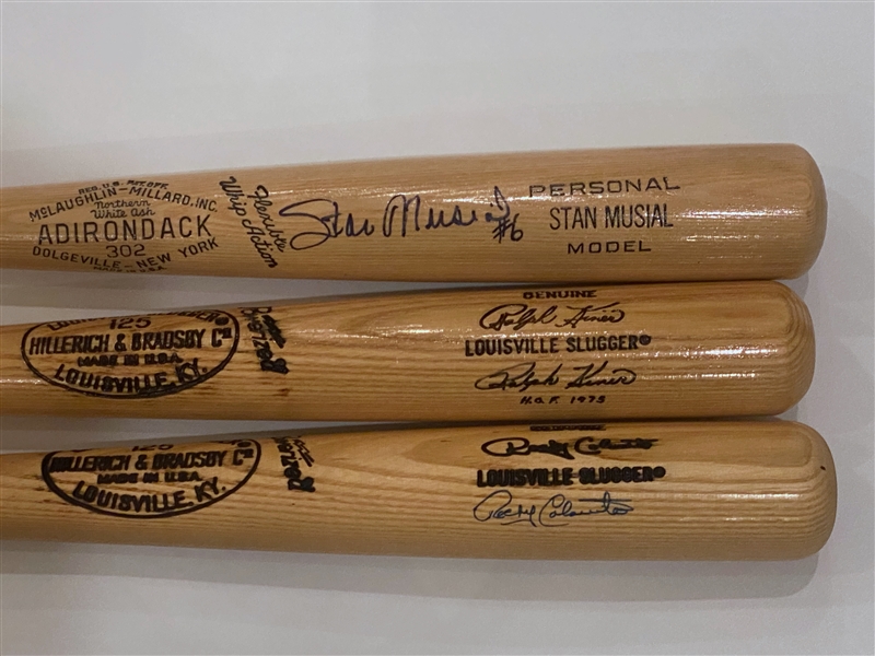 Lot of (3) Signed Baseball Bats - Stan Musial, Ralph Kiner, Rocky Colavito (JSA Auction LOA)