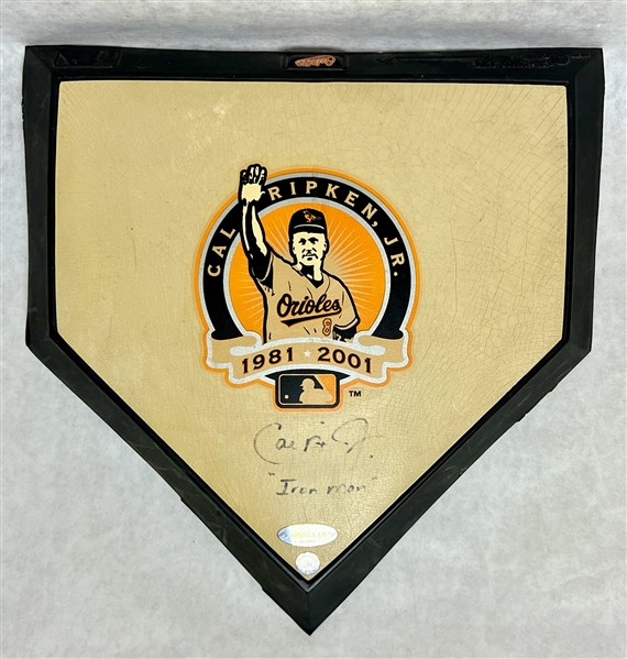Autographed Cal Ripken Jr Autographed Mini Home Plate - Ironclad Auth - 100% of Bid Donated to the Darren Daulton Foundation