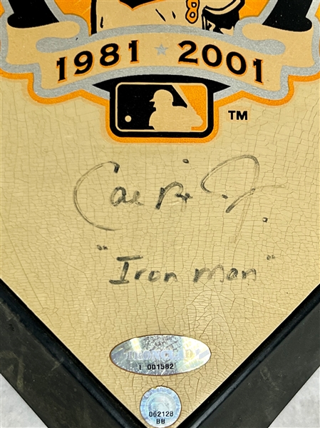 Autographed Cal Ripken Jr Autographed Mini Home Plate - Ironclad Auth - 100% of Bid Donated to the Darren Daulton Foundation