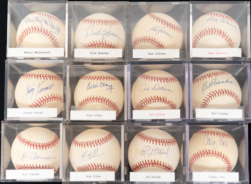 Lot of (12) Vintage Single Signed Baseballs w. Don Zimmer & Art Ditmer - JSA Auction Letter