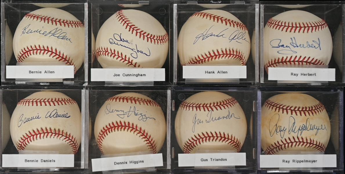 Lot of (12) Vintage Single Signed Baseballs w. Gus Triandos, Bob Wine, & Bobby Del Greco - JSA Auction Letter