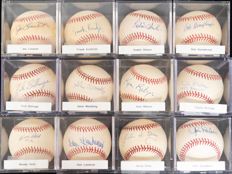 Lot of (12) Vintage Single Signed Baseballs w. Gene Woodling & Jonny Gray - JSA Auction Letter