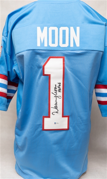 Warren Moon and Earl Campbell Autographed Houston Oilers Jerseys (Beckett Certs)