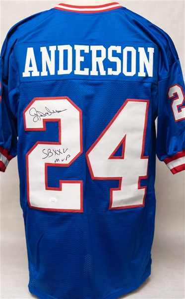 Lot of (3) New York Giants Autographed Jerseys w. Phil Simms, Daniel Jones, and Ottis Anderson (JSA & Beckett Certs)