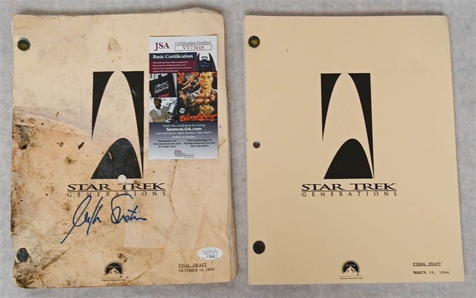 Lot of (2) Star Trek Generations Scripts Inc. (1) Poor-Quality Script Signed By William Shatner (Captain Kirk) w. JSA COA