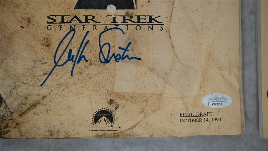 Lot of (2) Star Trek Generations Scripts Inc. (1) Poor-Quality Script Signed By William Shatner (Captain Kirk) w. JSA COA