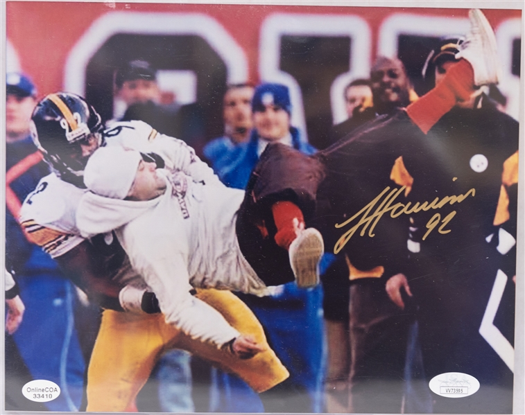 Steeler Lot - Le'Veon Bell SIgned Jersey (PSA/DNA) & James Harrison Signed 8x10 (JSA)