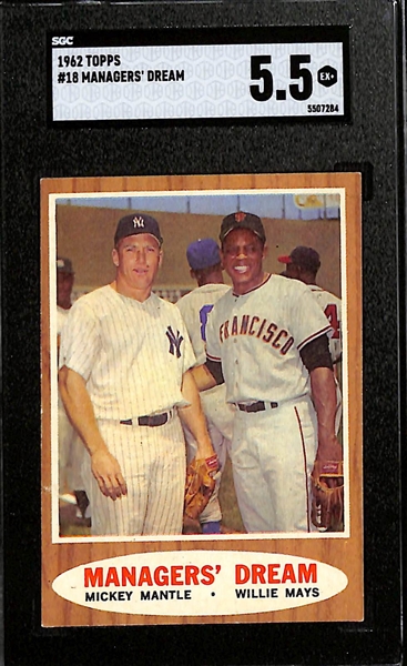 1962 Topps Manager's Dream #18 (Mickey Mantle & Willie Mays) Graded SGC 5.5