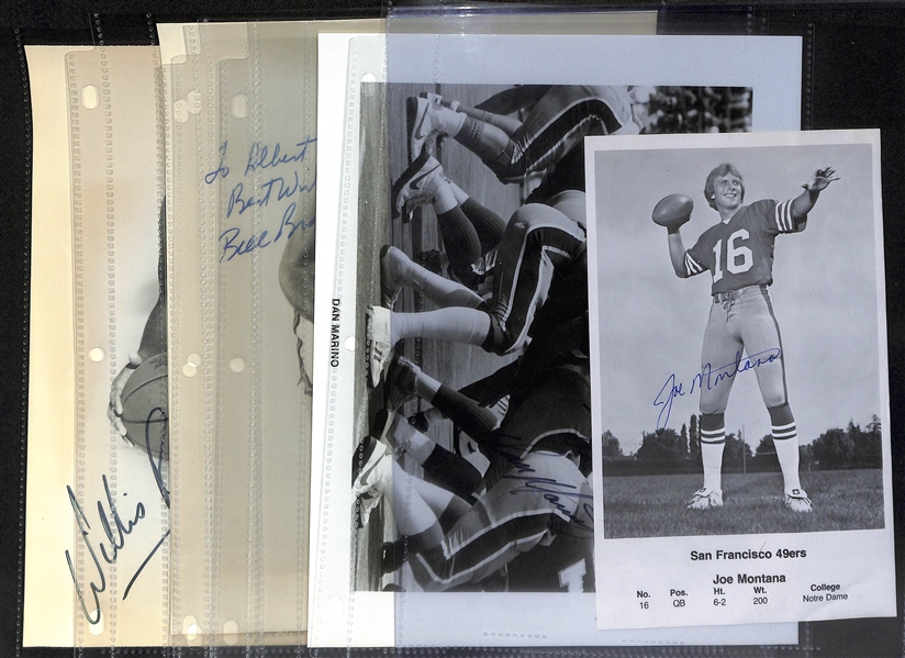 Lot of (6) Autographed Sports Photo's w. Joe Montana, Dan Marino, Bob Cousy, and Others (JSA Auction Letter)