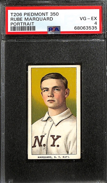 1909-11 T206 Rube Marquard Portrait (HOF - Piedmont 350 Back) Graded PSA 4 (VG-EX)