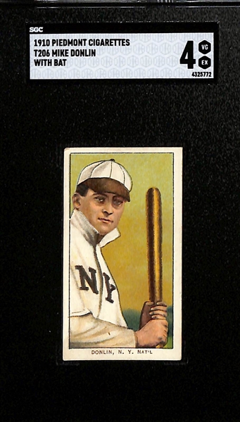 1909-11 T206 Mike Donlin (NY Giants - Piedmont 350 Back) Graded SGC 4