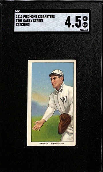 1909-11 T206 Gabby Street - Catching (Washington Senators  - Piedmont 350 Back) Graded SGC 4.5